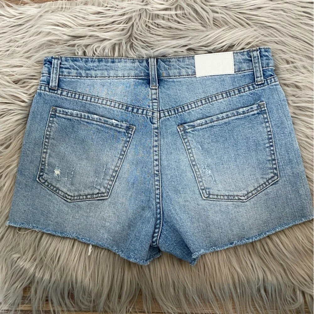 Pistola Rhinestone Crystal‎ Studded Cutoff Sz 27 Denim Blue Boho Festival Hippie